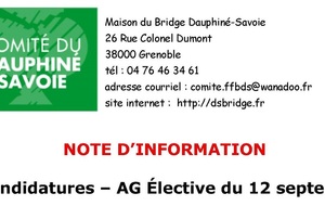 Appel à candidatures – AG Élective du 13 septembre 2026