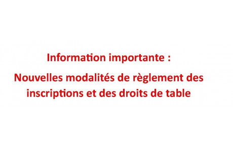 Nouvelles modalités règlement inscriptions